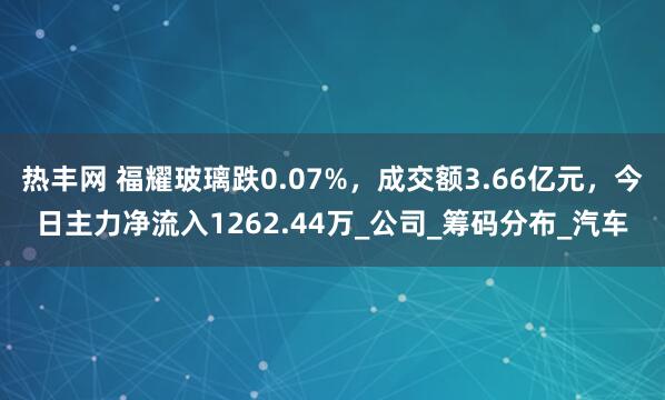 热丰网 福耀玻璃跌0.07%，成交额3.66亿元，今日主力净流入1262.44万_公司_筹码分布_汽车